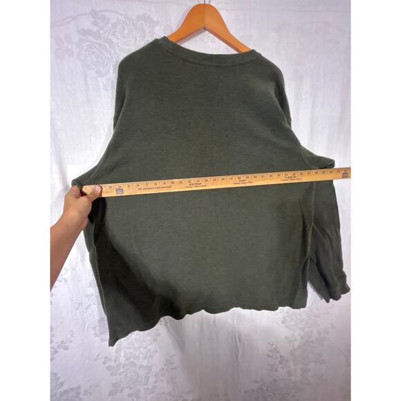 LL Bean Thermal Long Sleeve XXL TALL Green Waffle Knit VTG Cotton - Picture 6 of 7